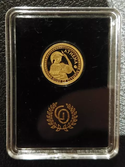 0.5g .585 Gold Proof Coin Gods Of The Olympus ATHENA 1$ Samoa 2016