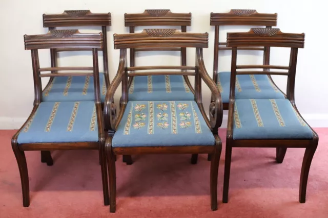 Lovely Set Of Six Regency Mahogany Dining Chairs