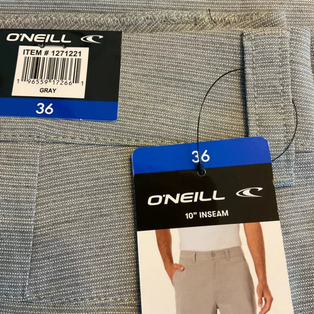 O'Neill Men's Gray 2 Way Stretch Shorts Inseam 10" Size 36 NWT