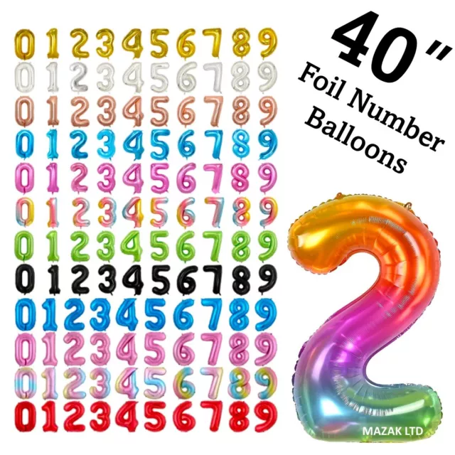 Number Balloons 40" Foil Birthday Party Large Giant Helium Air Decoration
