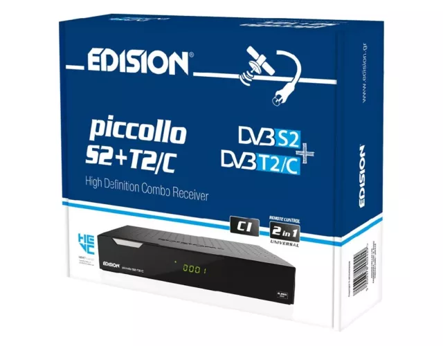 Decoder Edision Piccollo Combo DVB-S2/T2 HEVC H265 FHD Configuato Tivu Sat