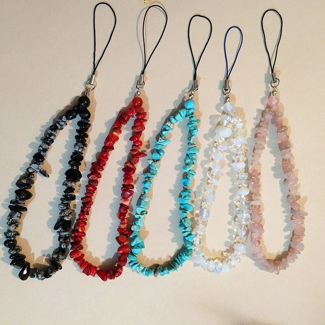 Crushed Stone Phone Chain Crystal Stone Mobile Phone Chain Strap Lanyard Charm