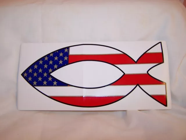 Patriotic Christian Bumper Sticker Ichthus American Fish Flag Political Lot of 5