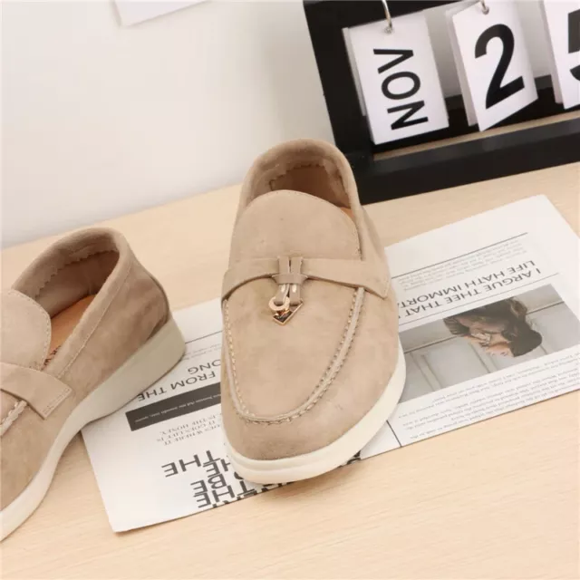 Suede Leather Women loafers Men Shoes Metal Lock Slip-on Causal Moccasin Shoes 3