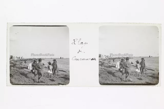 Plage de Concarneau Finistère Bretagne France Photo Plaque Verre stereo positive