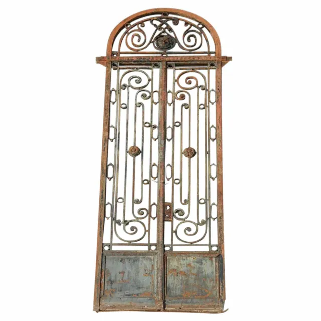 Antique Argentine Beaux Arts Wrought Iron Entry Gate and Transom 19th century