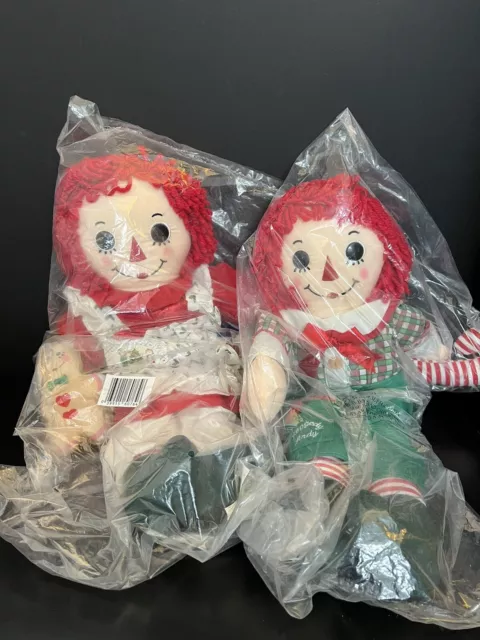Raggedy Ann & Andy 18 Inch Dolls by Applause Hasbro 2007 Christmas New