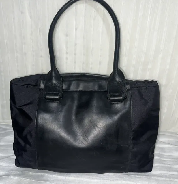 Tumi Tote Bag Ballistic Nylon Leather Triple Compartment Shoulder