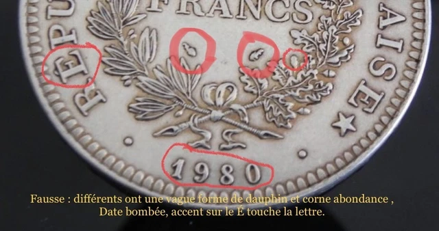 ATTENTION FAUSSES 50 FRANCS ARGENT HERCULE 1980 1979 1978 1977 1976