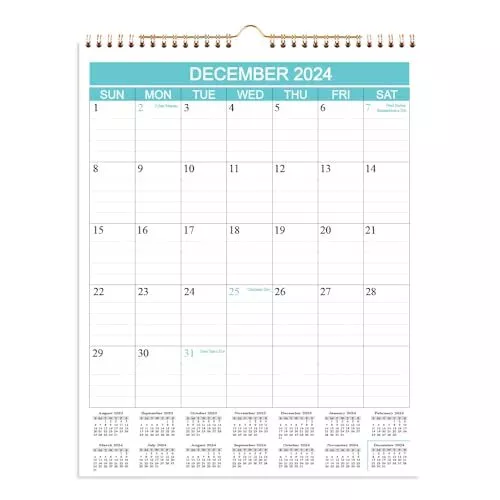 2024-2025 Calendar - Wall Calendar from Apr 2024 to Jun 2025, 15 Monthly Blue