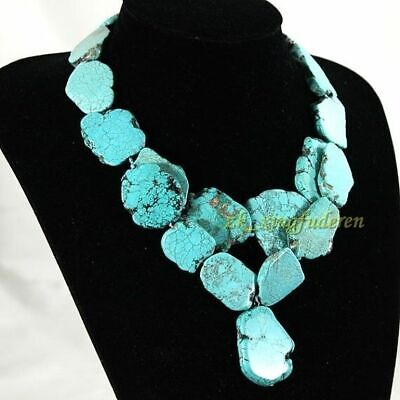 Huge Turquoise necklace irregular stone Bib Cluster double-deck jewelry 2021