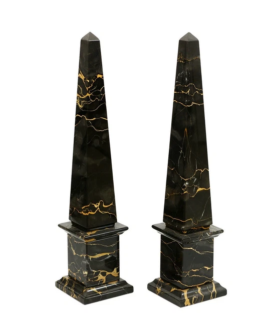 Obelisco Classico In Marmo Emperador 30 Cm – Italian Stone, Fatto A Mano In Italia, Design Senza Tempo Per Home Decor