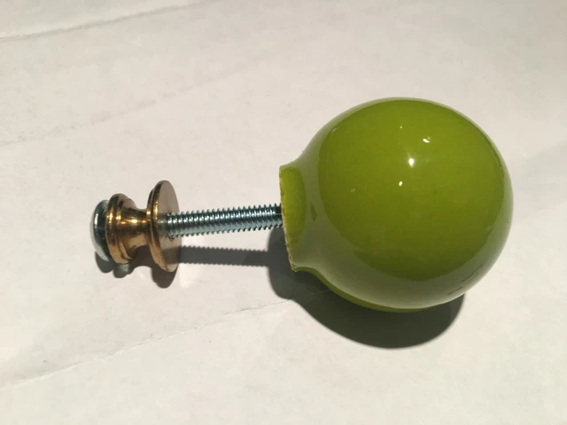 Lot of 4 Vintage Retro GREEN  Ceramic Drawer Door Knobs Pulls Made in USA