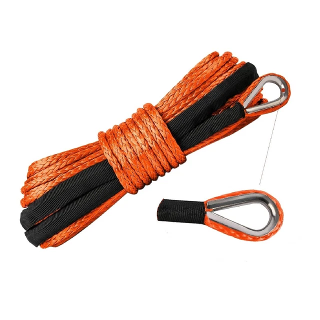 1/4"x50ft 8000LB Synthetic Winch Rope Line Cable Rope w/ Black Protecting Sleeve