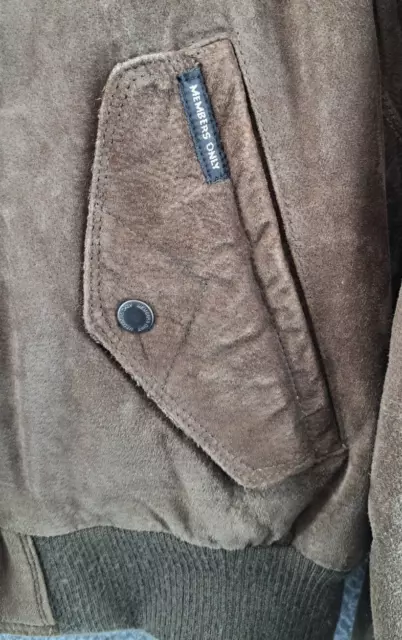 VINTAGE MEMBERS ONLY Suede Bomber Jacket Mens 44 Brown Sherpa Lined ...