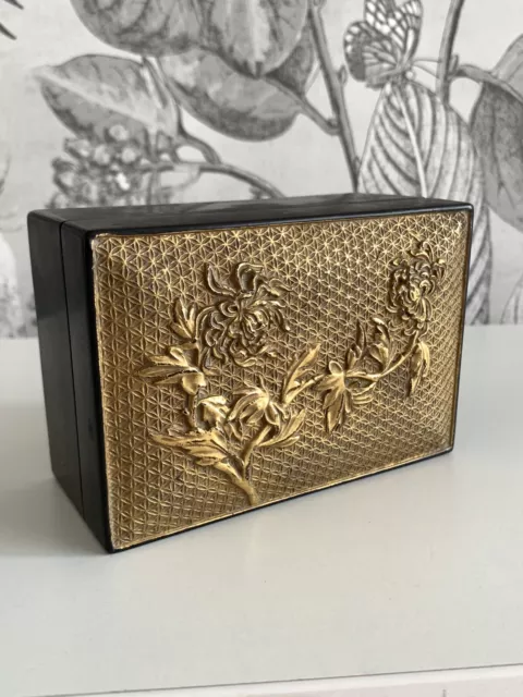 Antique Gold Lacquer  Wood Jewelry Box 1957