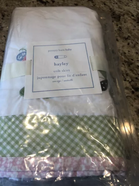 Pottery Barn Kids Nursery Haley Gingham ButterfliesCrib Skirt Pink Baby Girl New