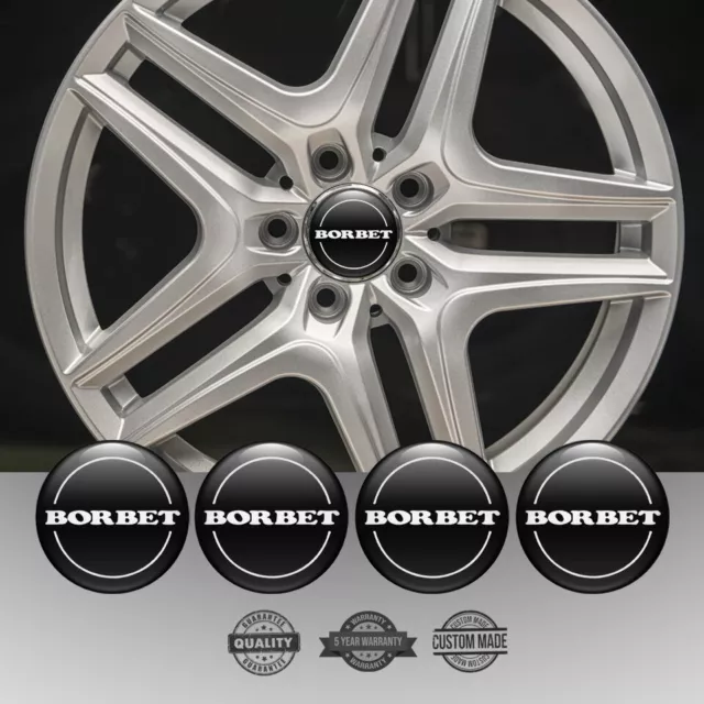 Set of 4 Silicone Center Wheel Cap Stickers Borbet Emblem Logo Decals Rims