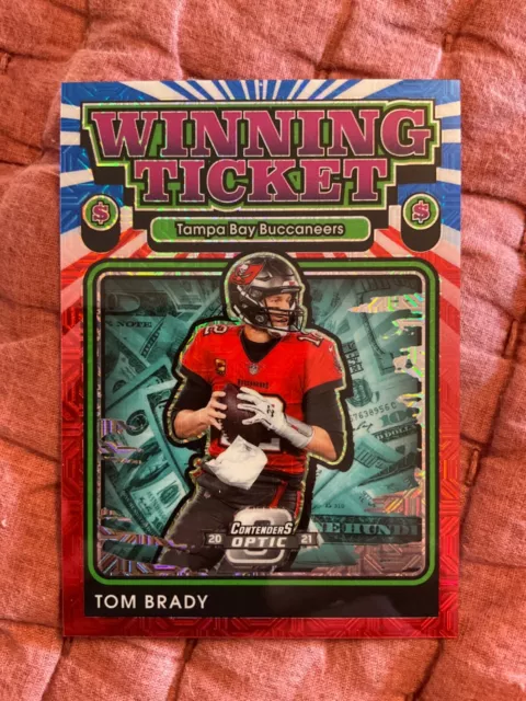 2021 Contenders Optic Football Red White Blue Tom Brady /13 Winning Ticket Tampa
