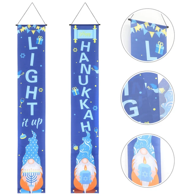1 coppia di stendardi della porta della porta portico Hanukkah Decorazioni