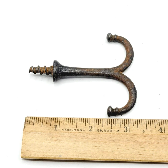 Vintage Coat Hat Hook Double Ended Cast Iron 2.5" 7