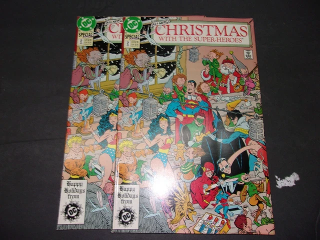 Lot Of 2 Christmas With The Superheroes #2 ~ Dc Comics ~ 1989 ~ Batman~Superman~