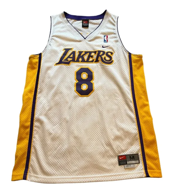 VTG Nike LA Lakers Kobe Bryant #8 White NBA Jersey Swingman Jersey Mens M