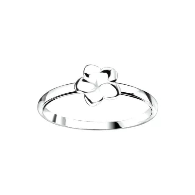 TJS 925 Sterling Silver Finger Ring Size 6 Frangipani Flower Band Fine Jewellery