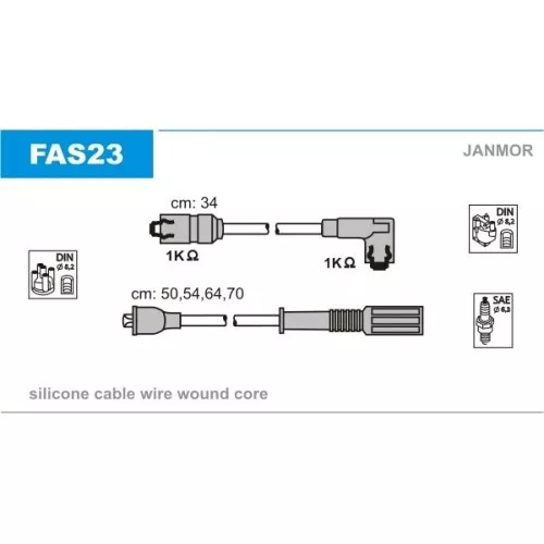 JANMOR Kit de câbles d'allumage pour FIAT LANCIA FAS23