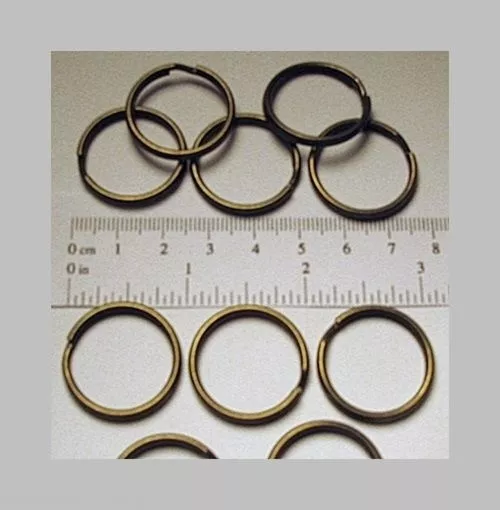 25 SCHLÜSSELRINGE ~ 25 mm 1 Zoll geteilter Ring ~ ANTIK MESSING ~ SteamPunk Farbe ~ Fundstücke