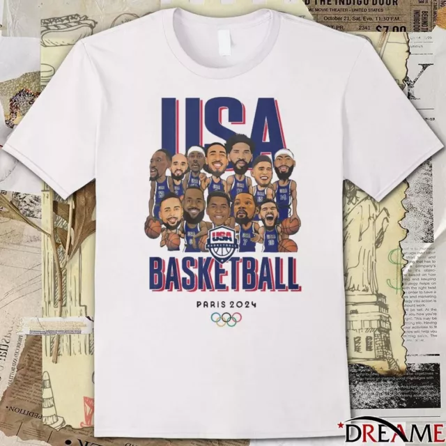 OFFICIAL TEAM USA Basketball Olympics Paris 2024 Caricature TShirt 28