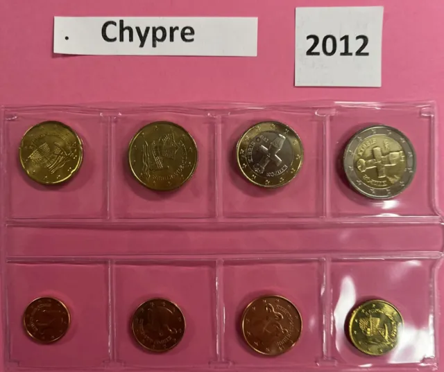 Série de 8 pièces Chypre 2012 de 1 cnt à 2 euros Neuve 🇨🇾