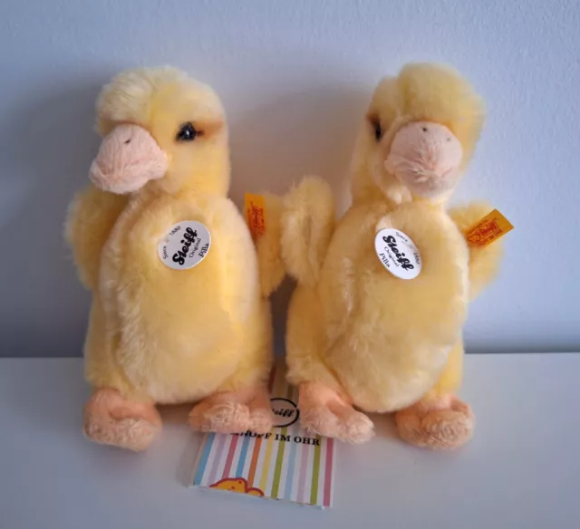 STEIFF PILLA BABY Duckling x 2 Chick Plush Toy Yellow Soft Duck 6