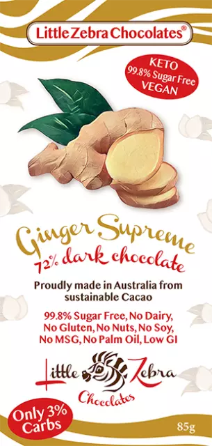 Little Zebra Chocolates - Dark Chocolate Ginger Supreme 85g