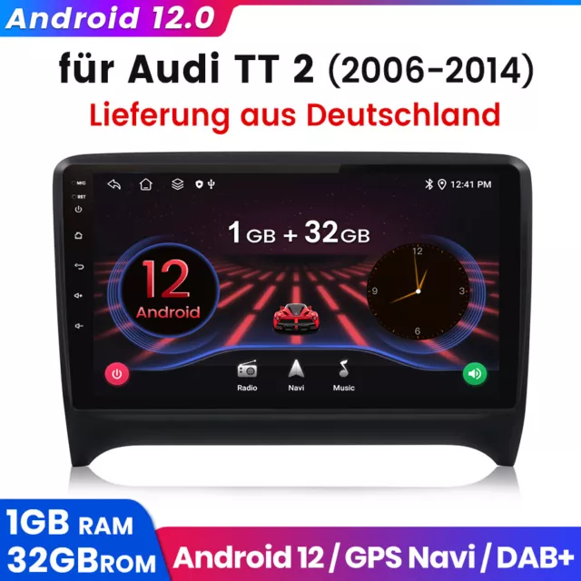 Für Audi TT MK2 8J 2006-2014 Android 12.0 Autoradio 1+32 GPS NAVI BT WIFI FM DAB
