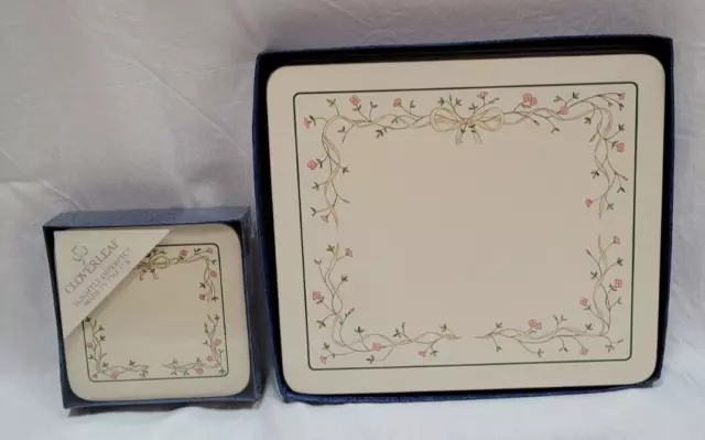 Cloverleaf Eternal Beau Set Of 6 Coasters & 6 Tablemats / Placemats Cork Backed