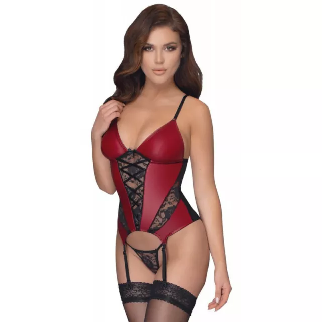 Guepiere donna con reggicalze perizoma tanga corsetto hot sexy lingerie erotica