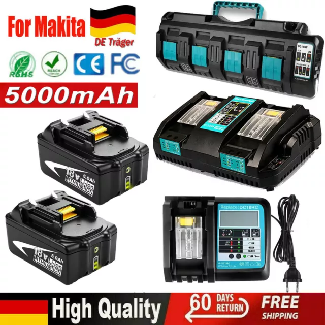 Für Original Makita Akku BL1850B 18V 5Ah BL1815 LED Anzeige Ladegerät LXT Li-Ion