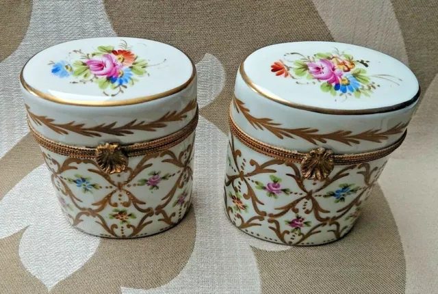 Matching Pair of Limoges Trinket Pill Boxes  - Hand Painted 3