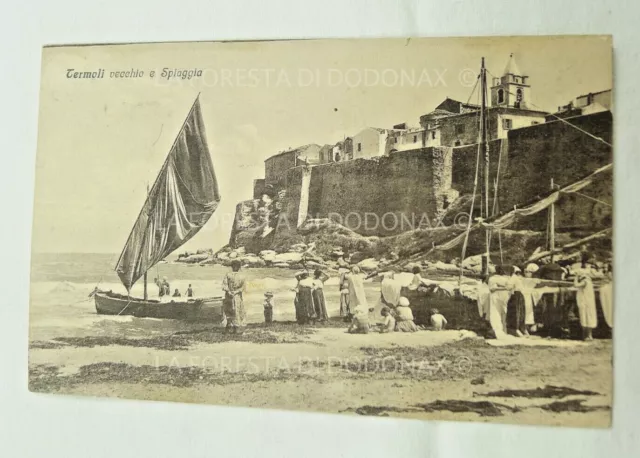 Cartolina Viaggiata 1929 Termoli Campobasso Molise Spiaggia  Animata