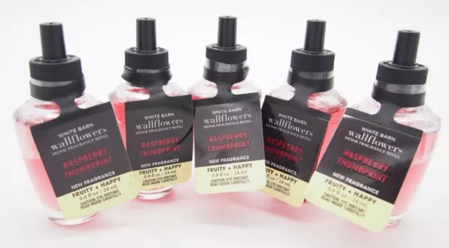 (10) Bath & Body Works Red RASPBERRY THUMBPRINT Wallflower Refill Bulb 0.8oz