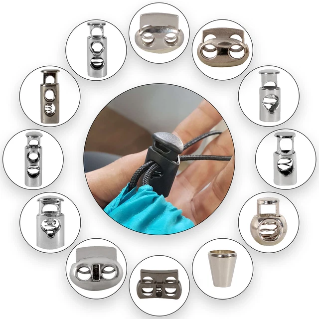 Bouton Verrou Cordon Bouchon avec Ressort Métal Sphérique Stop Fin Simple Double