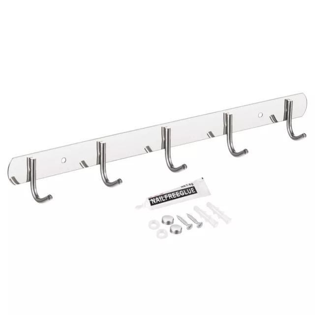Coat Hook Rack, Stainless Steel Wall Mounted with 5 Hooks Wall Hangers