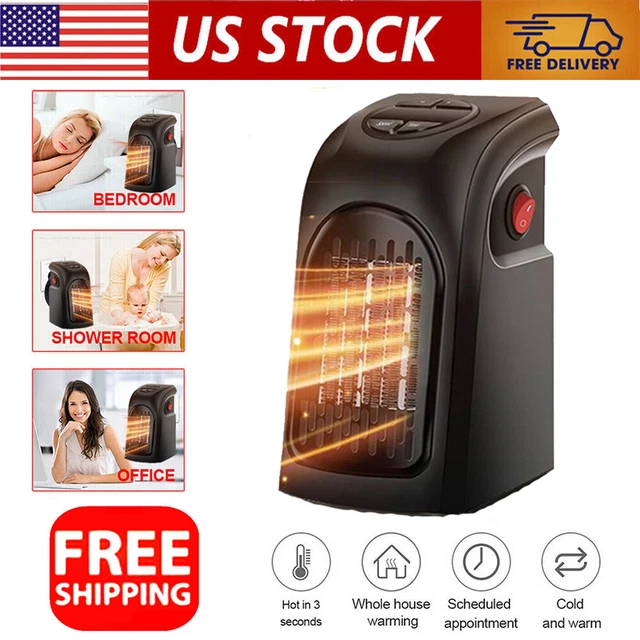 400W Space heater, Wall Outlet Electric Space Heate w/Adjustable Thermostat&Time