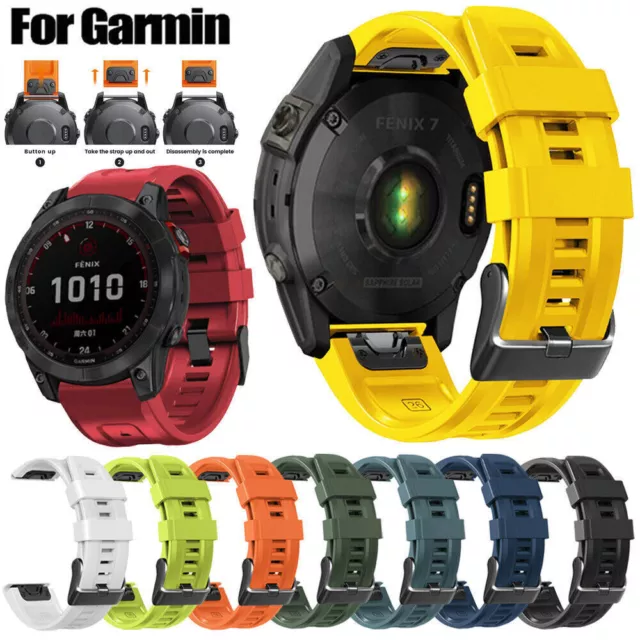 For Garmin Fenix 7X/7 Epix 6X/6 Pro 3HR/5/5X Quick Fit Silicone Watch Band Strap