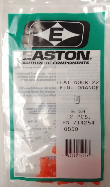 Easton Carbon Bolt - Flat Nock 22 Florescent Orange - PN # 714254 - 8gr / 12pk