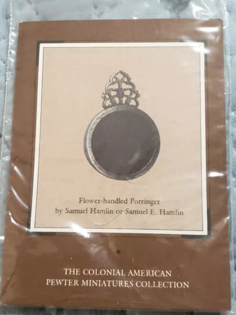 Colonial America Pewter Miniatures Hamlin Flower Handled Porringer Franklin Mint