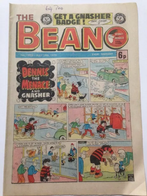 DC Thompson THE BEANO Comic. Issue 1922 May 19th 1979 **Free UK Postage**