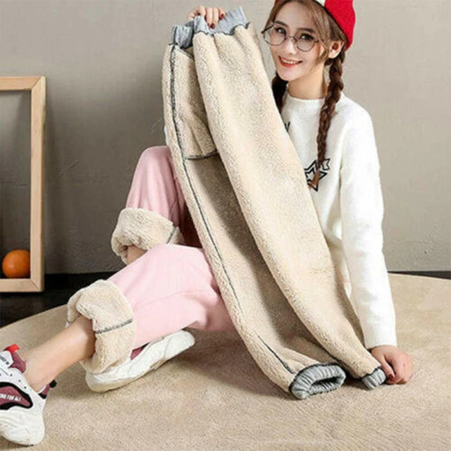 Fleece Lined Sweatpants Warm Women Girls Casual Jogger Pants Sherpa Lining