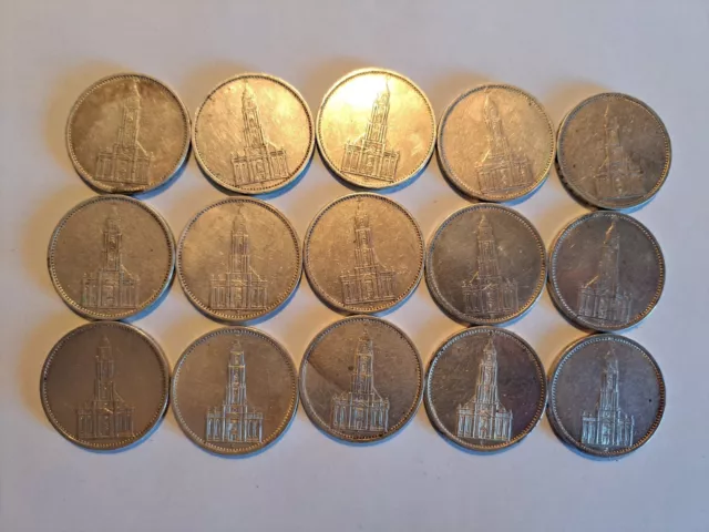 Münzen 15 × 5 Reichsmark Mark Silber Garnisonkirche Konvolut Lot Nachlass RM